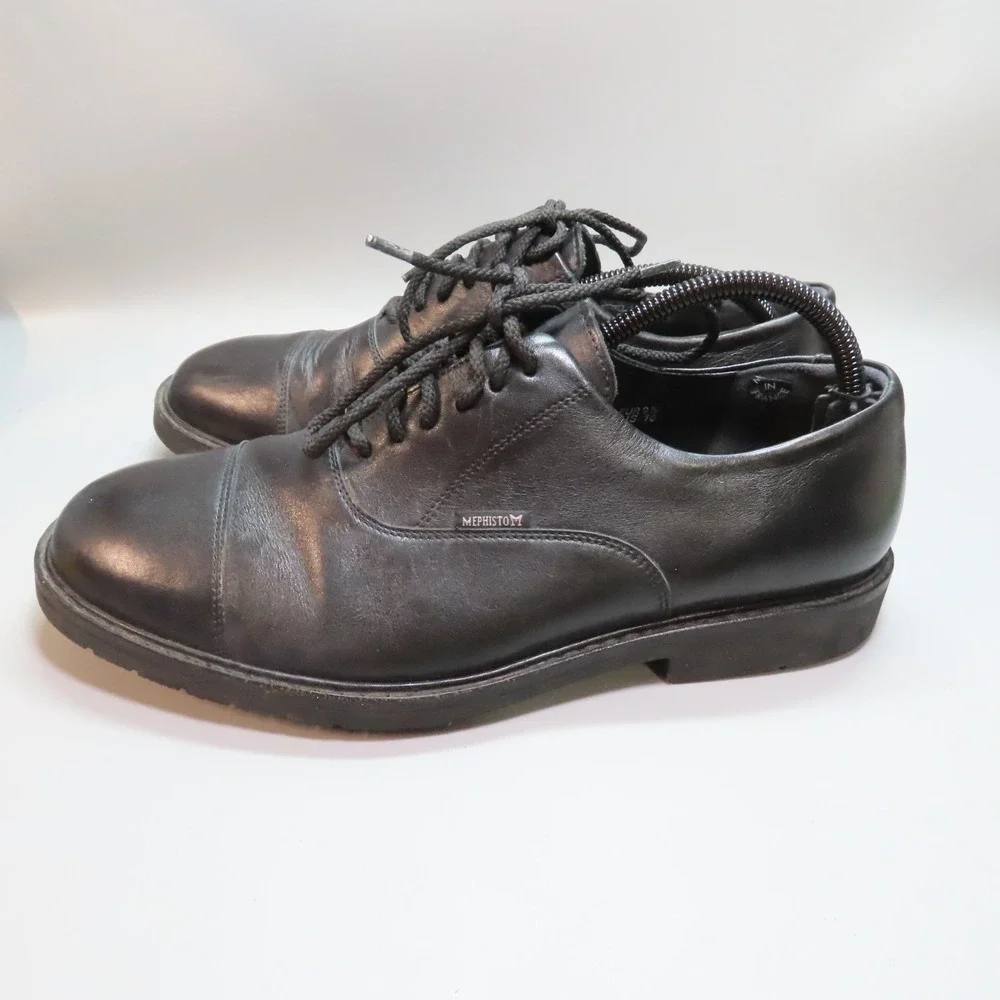 Mephisto France Men's Melchior Oxford Size‎ 10 Cap Toe Black Aniline Leather